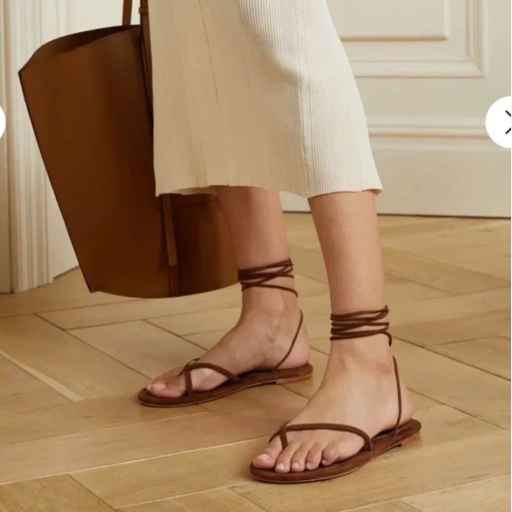 Suede Wrap Tan Sandals